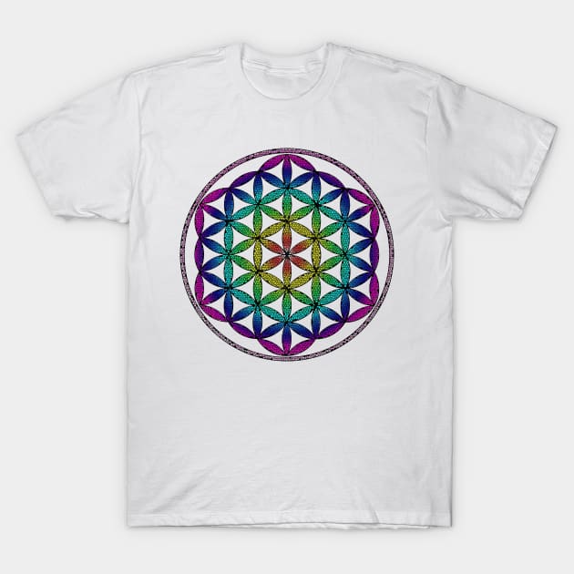 Flower of Life - Sacred Geometry Stained Glass T-Shirt by Dactyl